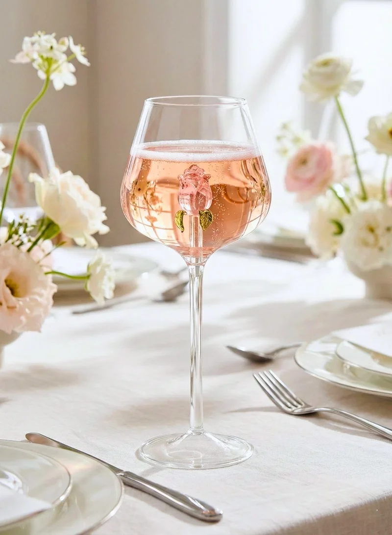 1 تشيس كأس شمبانيا وردي من زجاج البوروسيليكات مع وردة في الداخل، سعة 650 مل، كأس نبيذ إبداعي، كأس شمبانيا لحفلات الزفاف، كوب زجاجي مزخرف للحفلات والعشاء والمناسبات الخاصة